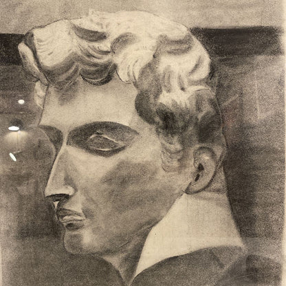 Art Deco Style Charcoal Portrait, Framed