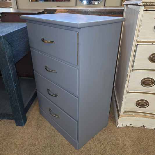 4 Drawer Narrow Grey Nightstand