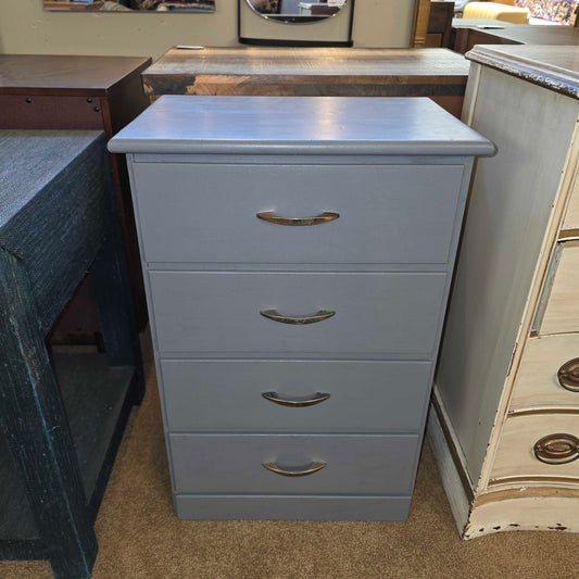 4 Drawer Narrow Grey Nightstand