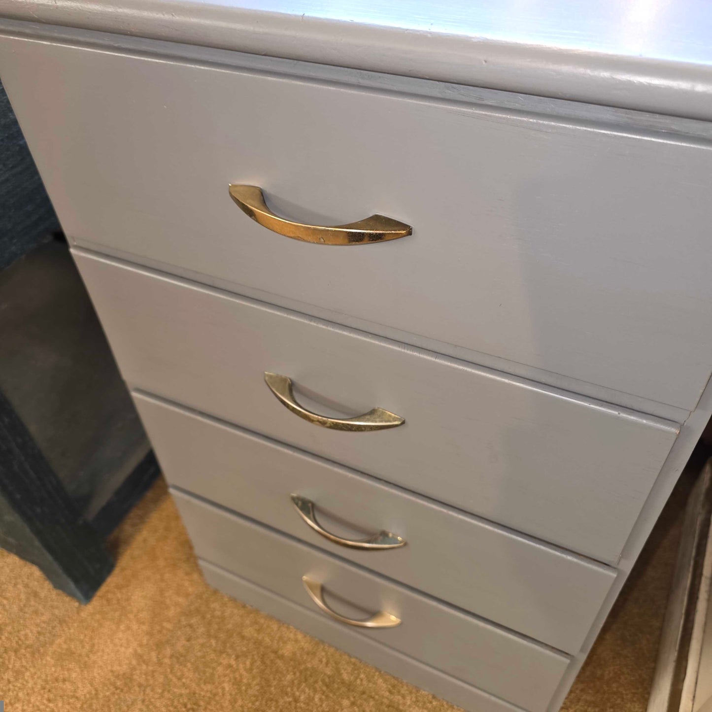 4 Drawer Narrow Grey Nightstand
