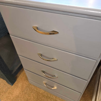 4 Drawer Narrow Grey Nightstand