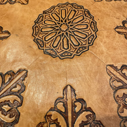 Round Embossed Top and Sides Brown Ottoman U OTTOMANS