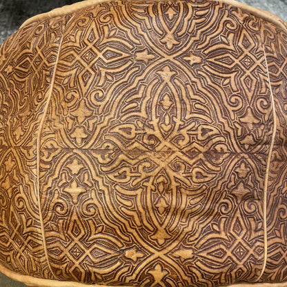 Round Embossed Top and Sides Brown Ottoman U OTTOMANS