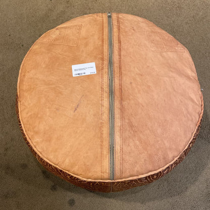 Round Embossed Top and Sides Brown Ottoman U OTTOMANS
