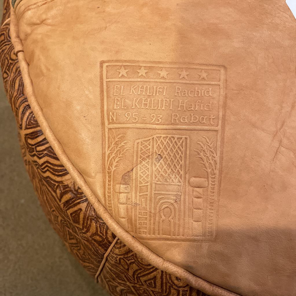 Round Embossed Top and Sides Brown Ottoman U OTTOMANS
