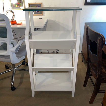 Tall White Magazine/Book Rack with Green Top