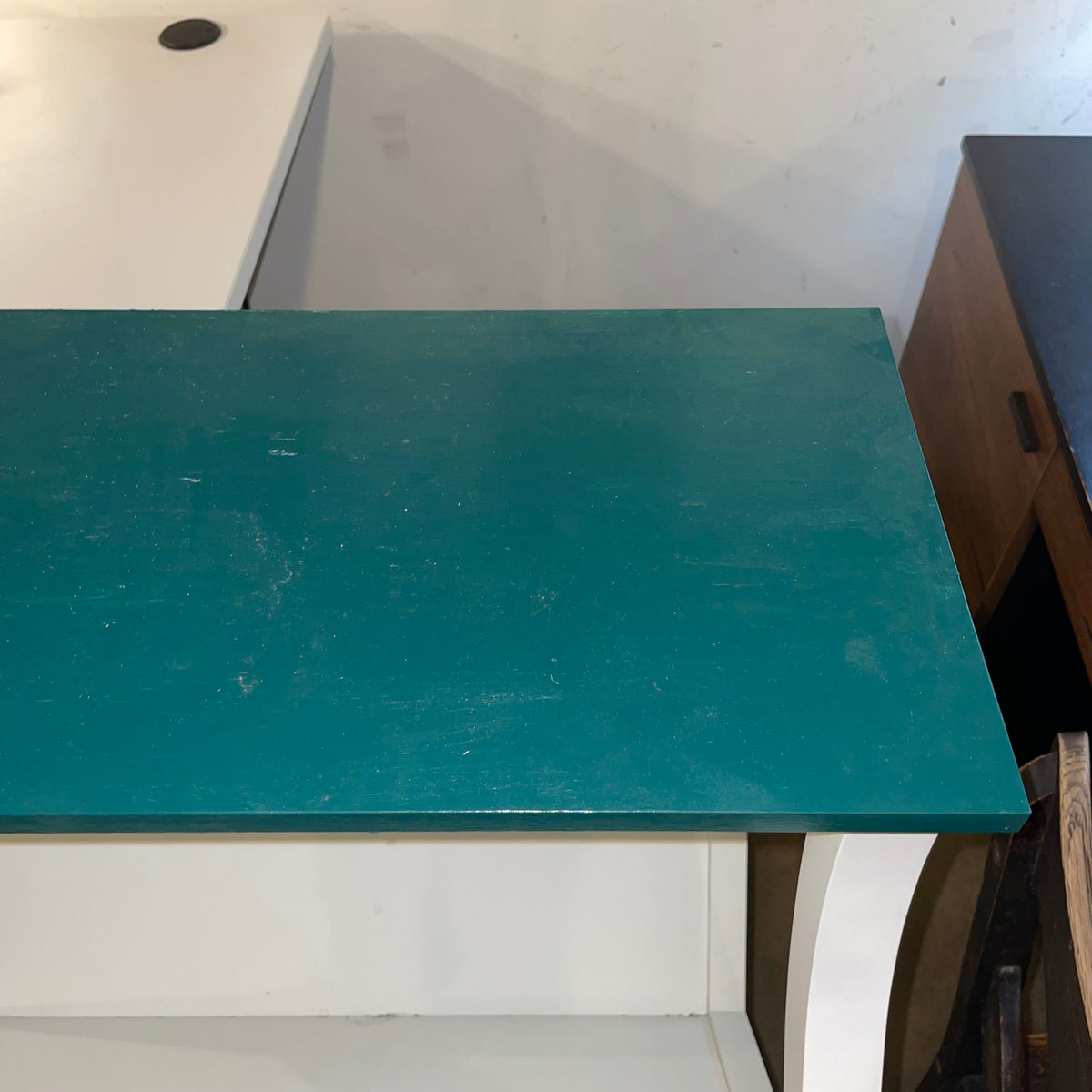 Tall White Magazine/Book Rack with Green Top
