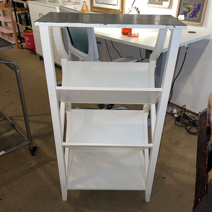 Tall White Magazine/Book Rack with Green Top