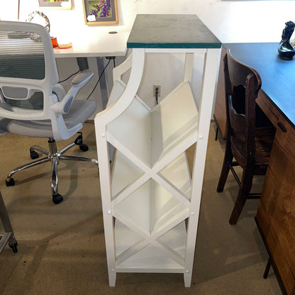 Tall White Magazine/Book Rack with Green Top
