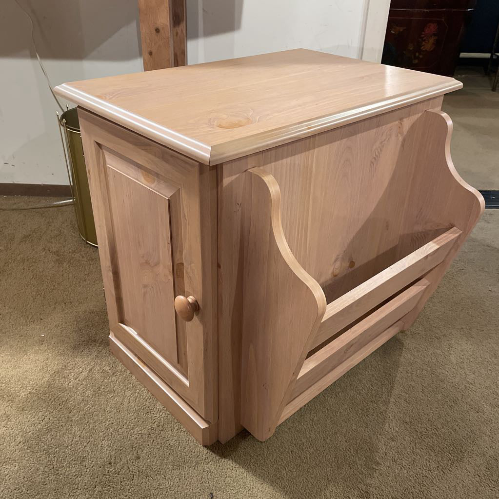 Wood Side Table with Magazine Rack & Side Cubby with Door C SIDE TABLES