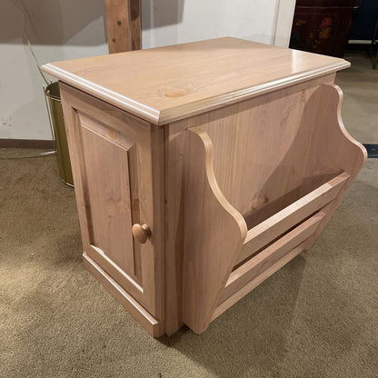 Wood Side Table with Magazine Rack & Side Cubby with Door C SIDE TABLES