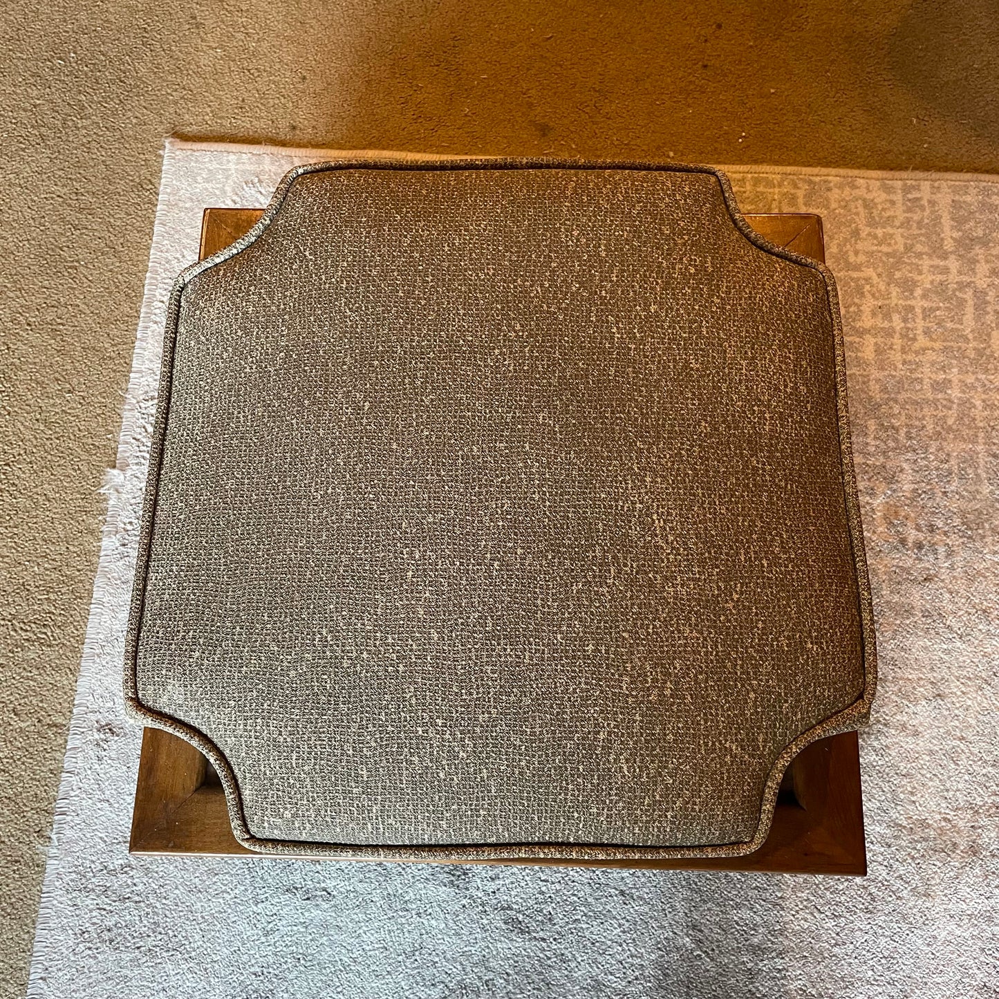 Low Square Footstool with Grey Cushion