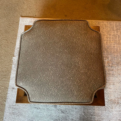 Low Square Footstool with Grey Cushion