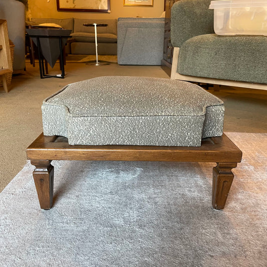 Low Square Footstool with Grey Cushion