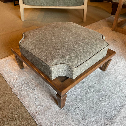 Low Square Footstool with Grey Cushion