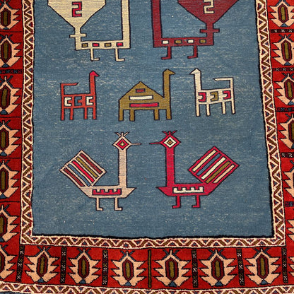 4.1 x 6.8 Shiran Kilim Combination Hand Knotted Rug