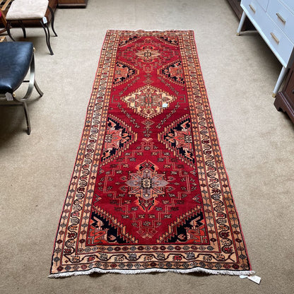 1930s 3.9 x 10.3 Heriz Hand Knotted Rug