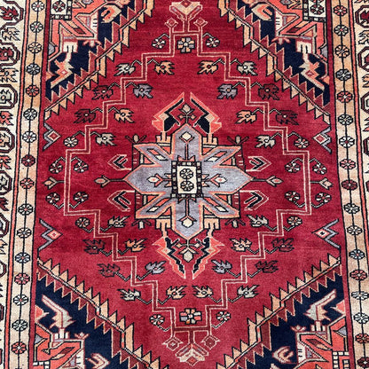 1930s 3.9 x 10.3 Heriz Hand Knotted Rug