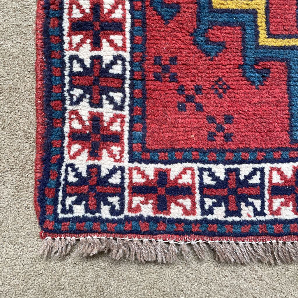 1950s 2.2 x 6.6 Qashkai Wool Hand Knotted Runner Rug
