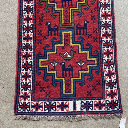 1950s 2.2 x 6.6 Qashkai Wool Hand Knotted Runner Rug