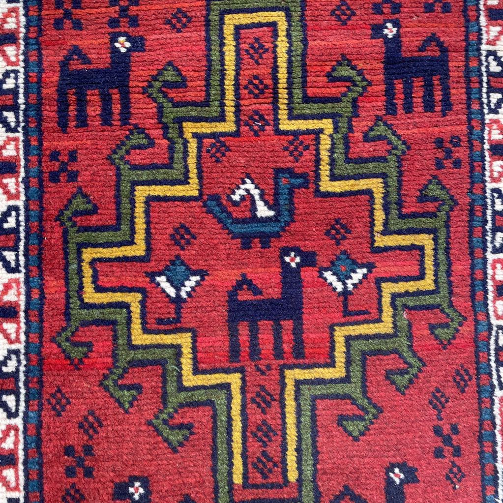 1950s 2.2 x 6.6 Qashkai Wool Hand Knotted Runner Rug