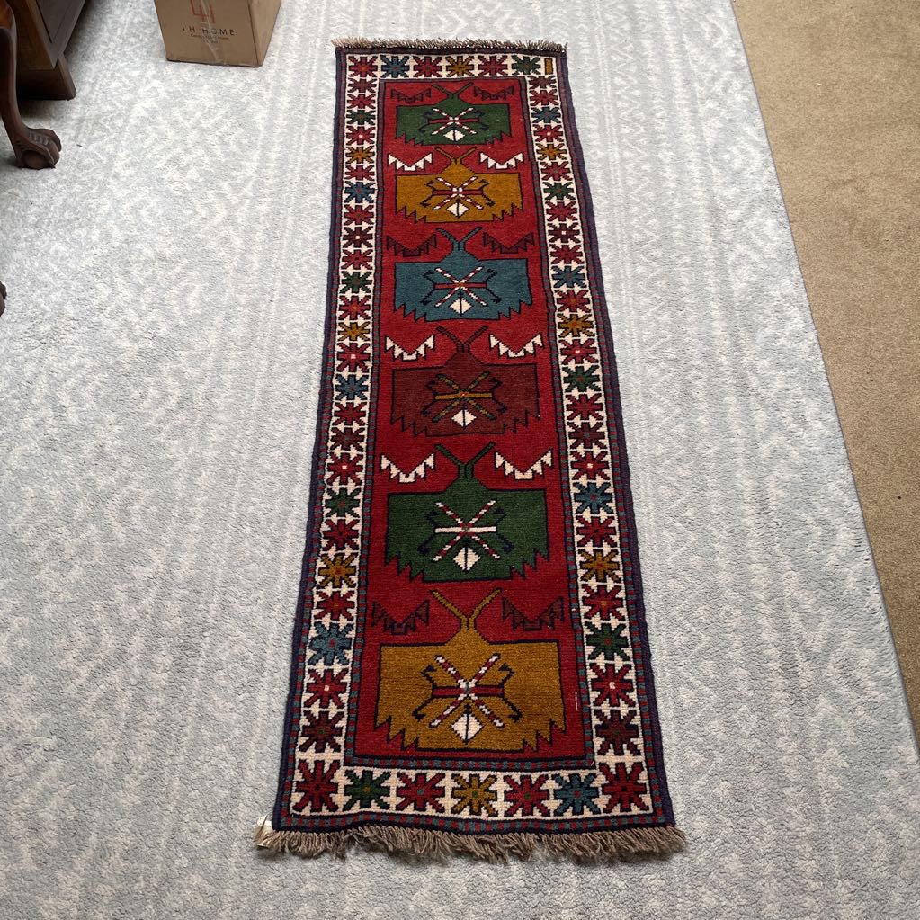 2 x 6.4 Kurdish Wool Hand Knotted Runner