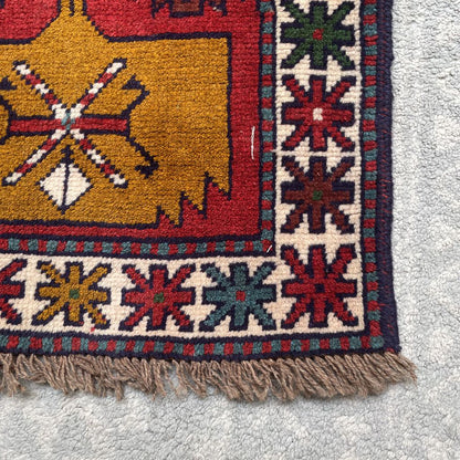 2 x 6.4 Kurdish Wool Hand Knotted Runner