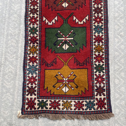2 x 6.4 Kurdish Wool Hand Knotted Runner