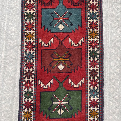 2 x 6.4 Kurdish Wool Hand Knotted Runner