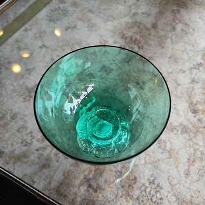 Green Glass with Clear Bubble Base Small Bowl SMALLS