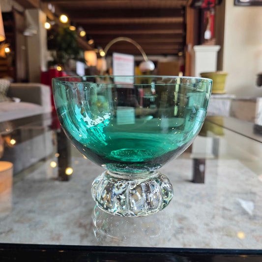 Green Glass with Clear Bubble Base Small Bowl SMALLS