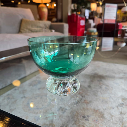 Green Glass with Clear Bubble Base Small Bowl SMALLS