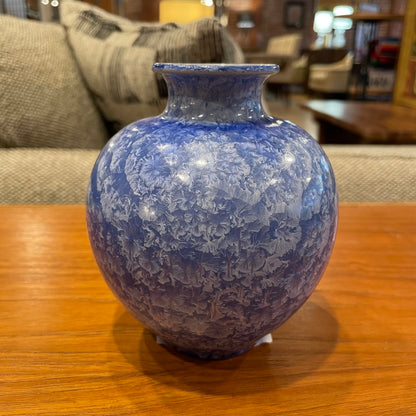 Round Blue "Sponge-Applied" Color Vase
