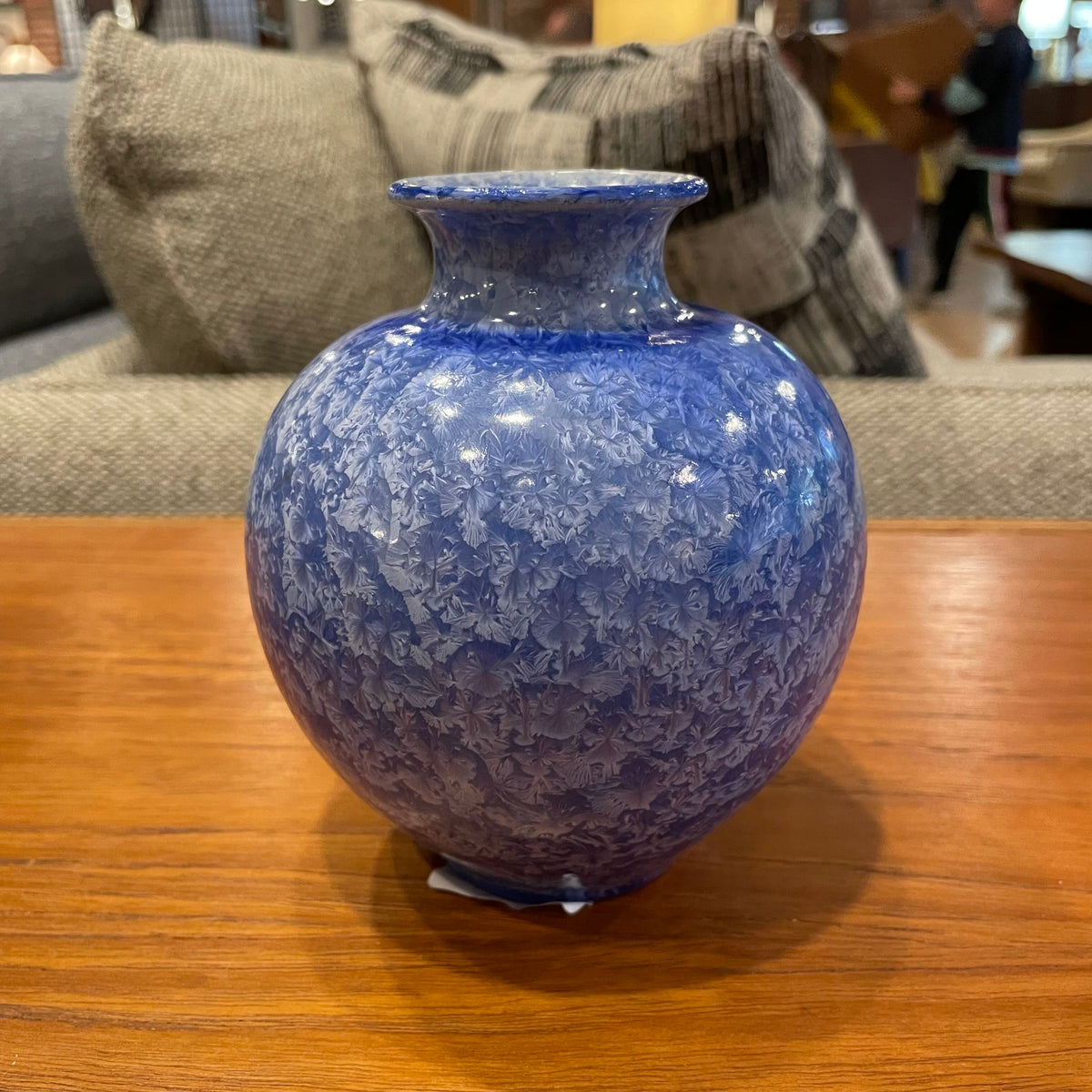 Round Blue "Sponge-Applied" Color Vase