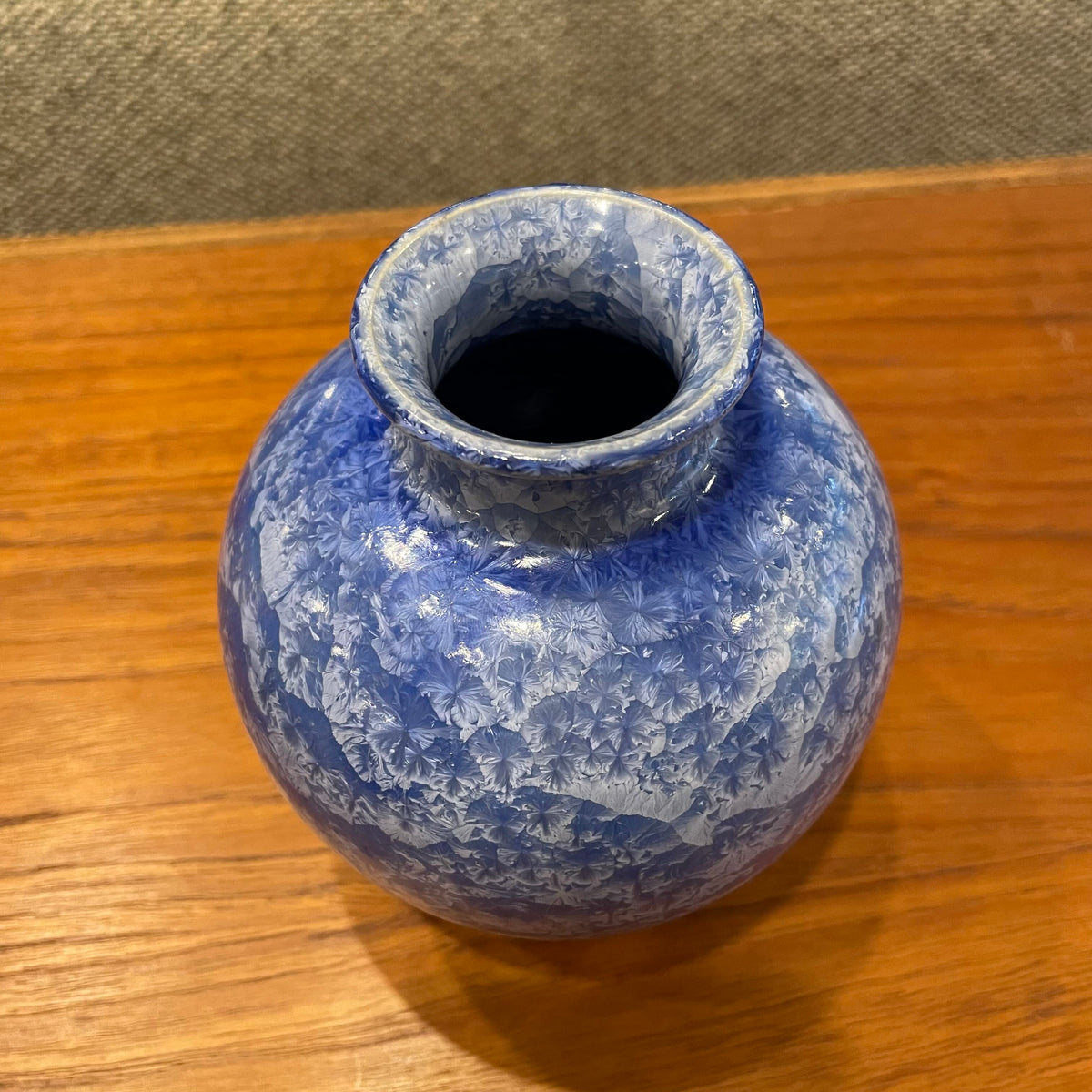 Round Blue "Sponge-Applied" Color Vase