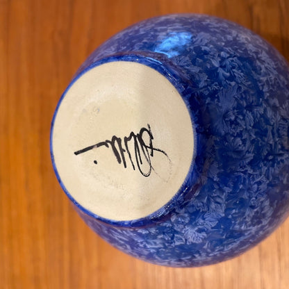 Round Blue "Sponge-Applied" Color Vase
