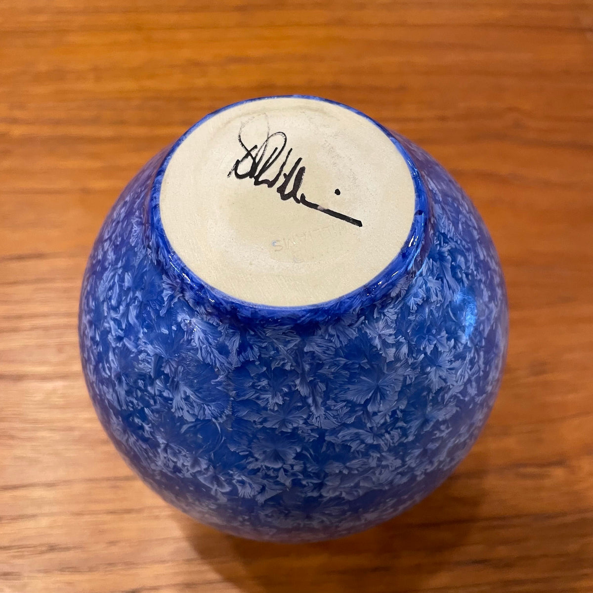 Round Blue "Sponge-Applied" Color Vase
