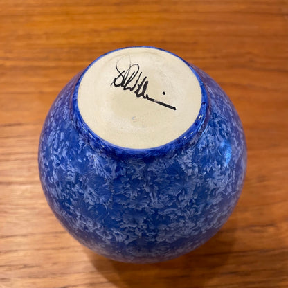 Round Blue "Sponge-Applied" Color Vase