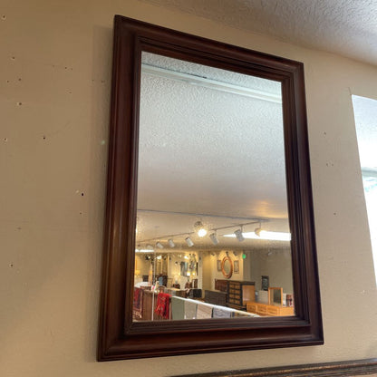 Rectangular Mirror with Dark Brown Wood Frame