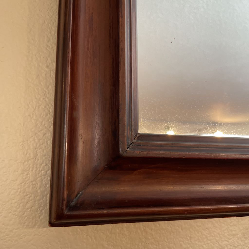 Rectangular Mirror with Dark Brown Wood Frame