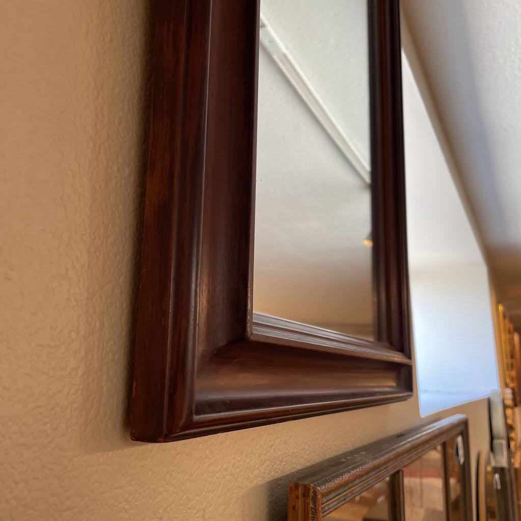 Rectangular Mirror with Dark Brown Wood Frame