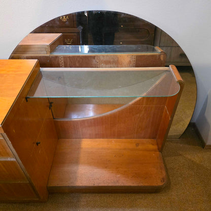 AS IS MC Vanity w 3 Drawers & Circle Mirror
