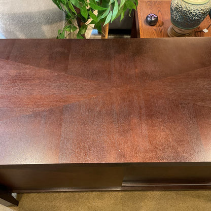 Dark Wood Floating Top Media Console w/ Sliding Doors C CONSOLE TABLES
