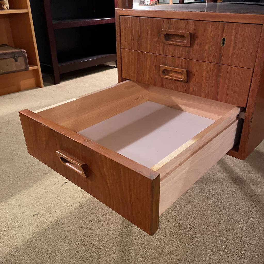 MCM Floating Top Teak Desk w Open Back Bookshelf C DESKS