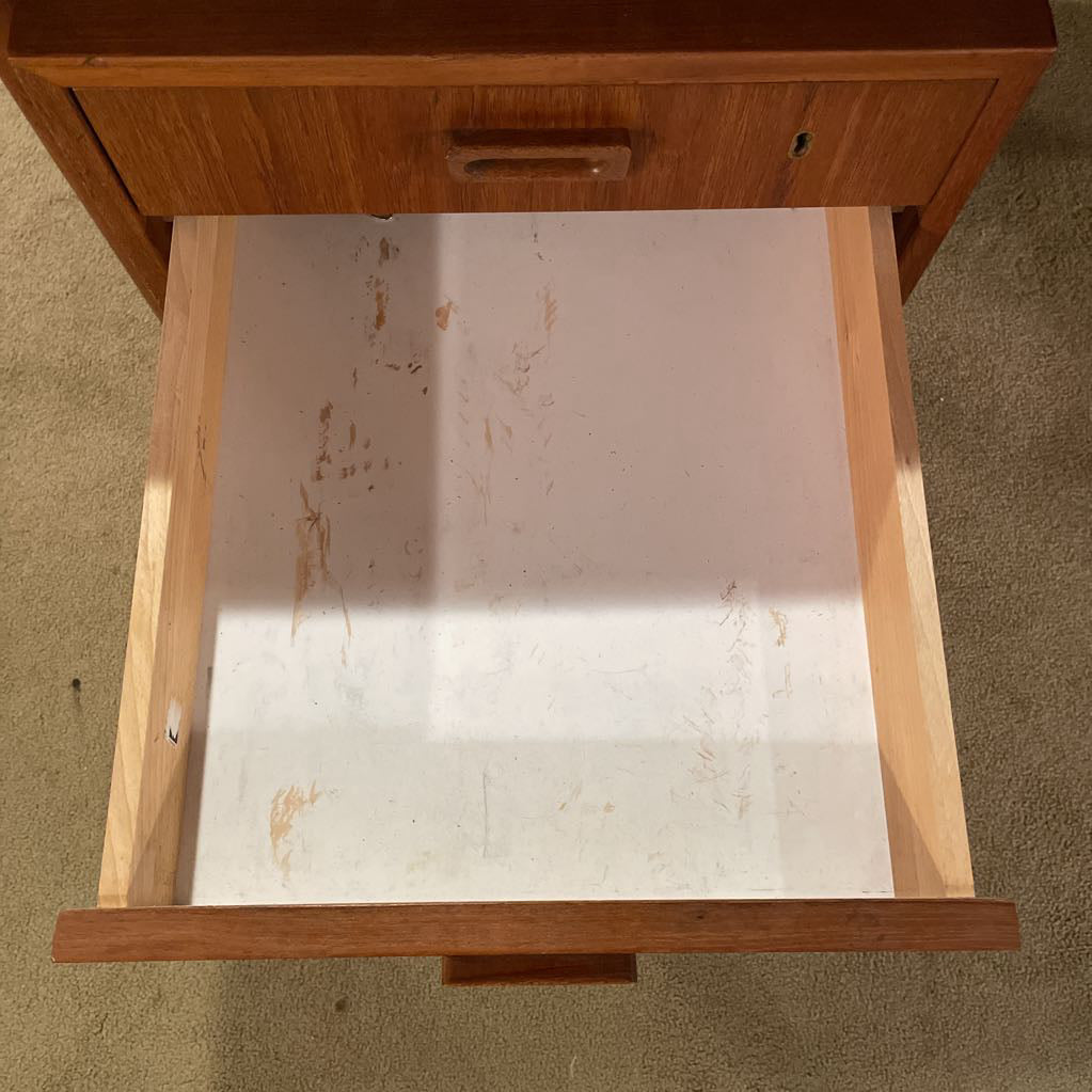 MCM Floating Top Teak Desk w Open Back Bookshelf C DESKS