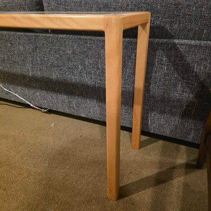 Blonde Wood Glass Top Console Table