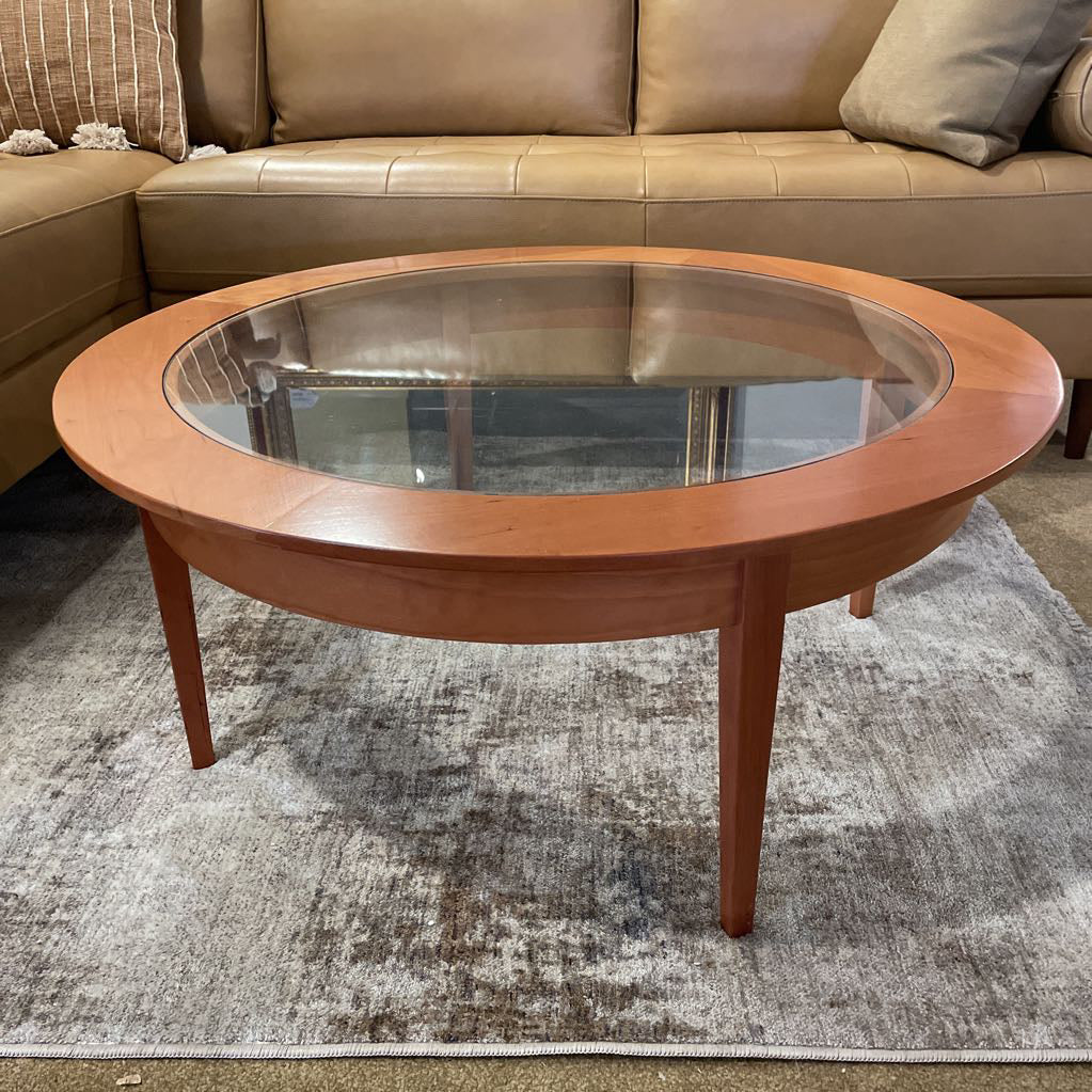 Round Wood & Glass Coffee Table C COFFEE TABLES