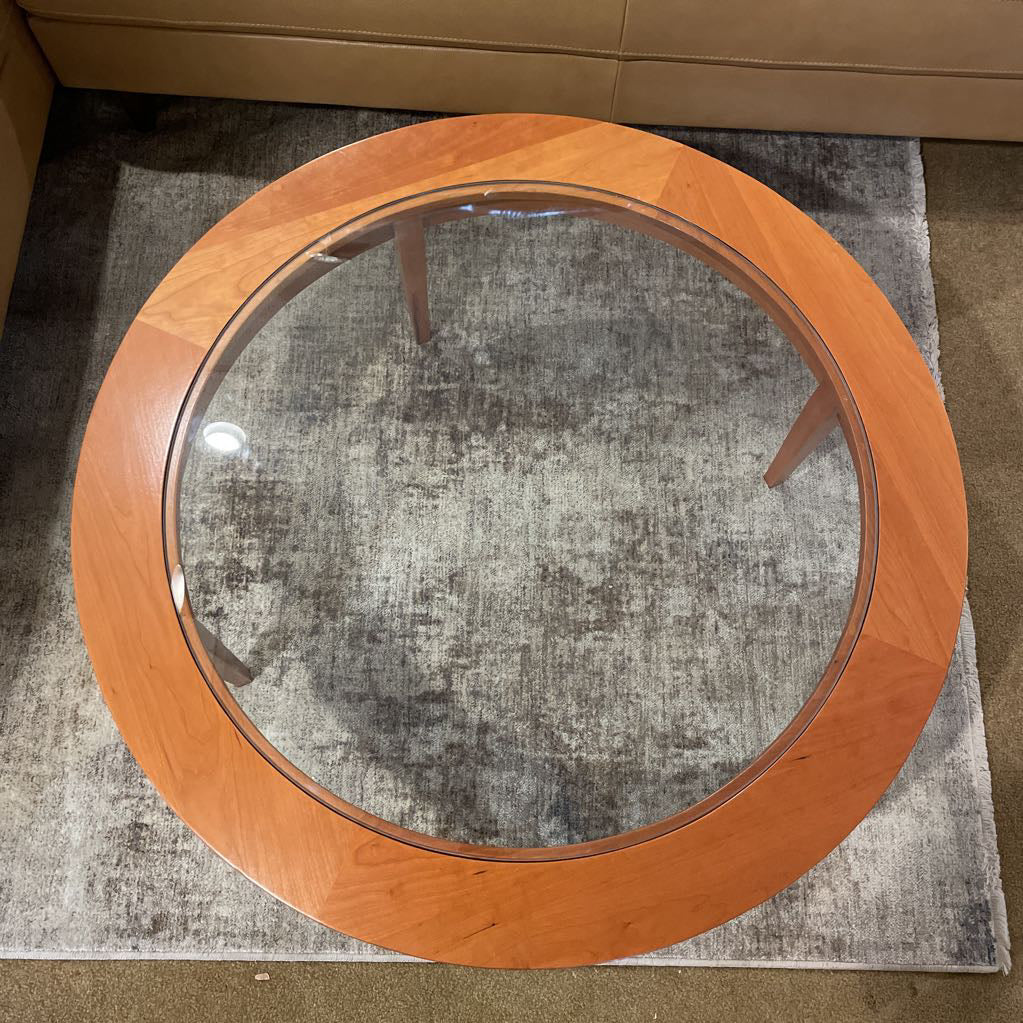Round Wood & Glass Coffee Table C COFFEE TABLES