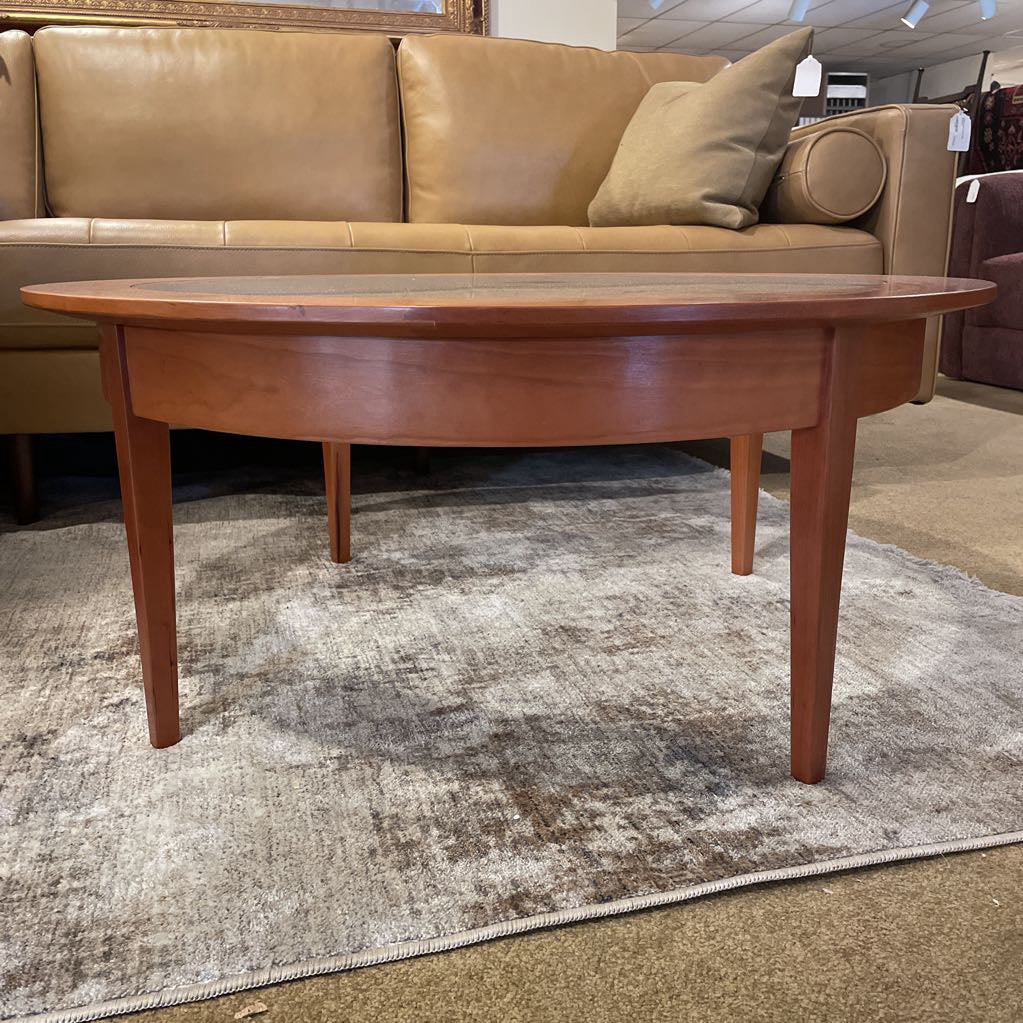 Round Wood & Glass Coffee Table C COFFEE TABLES