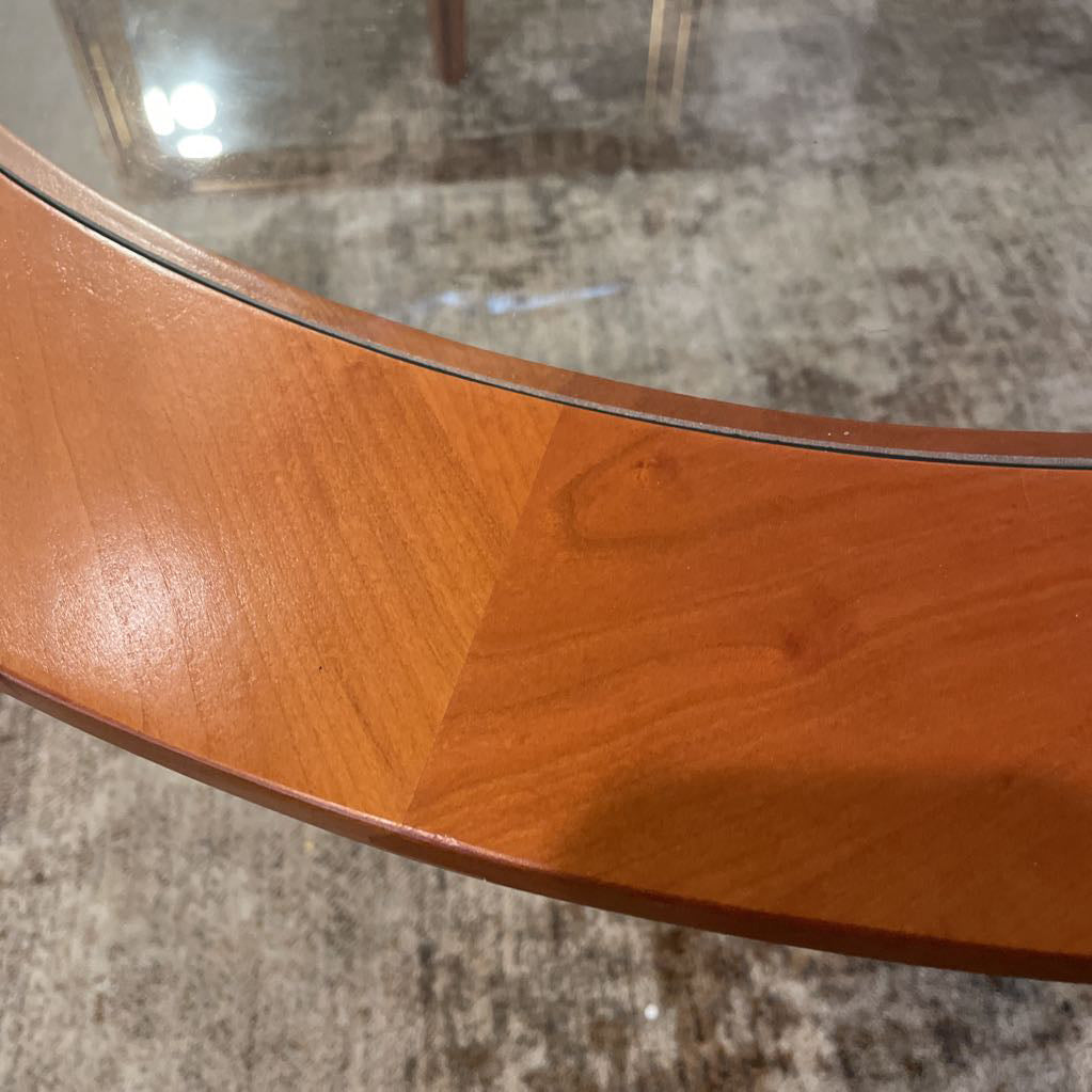 Round Wood & Glass Coffee Table C COFFEE TABLES